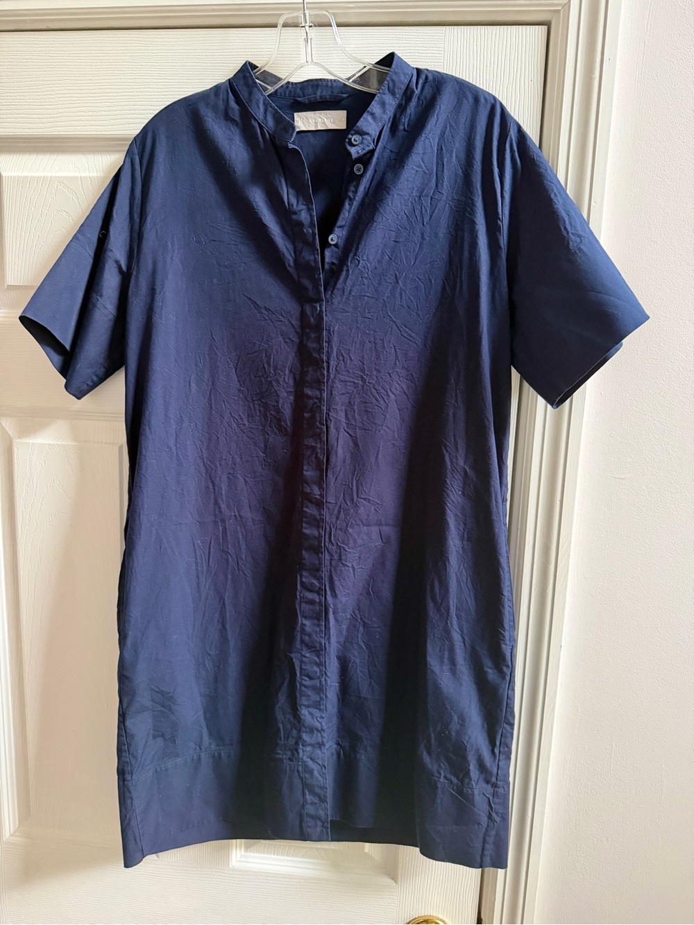 Everlane Navy blue, short-sleeve, collarless shirt dress SIZE 4